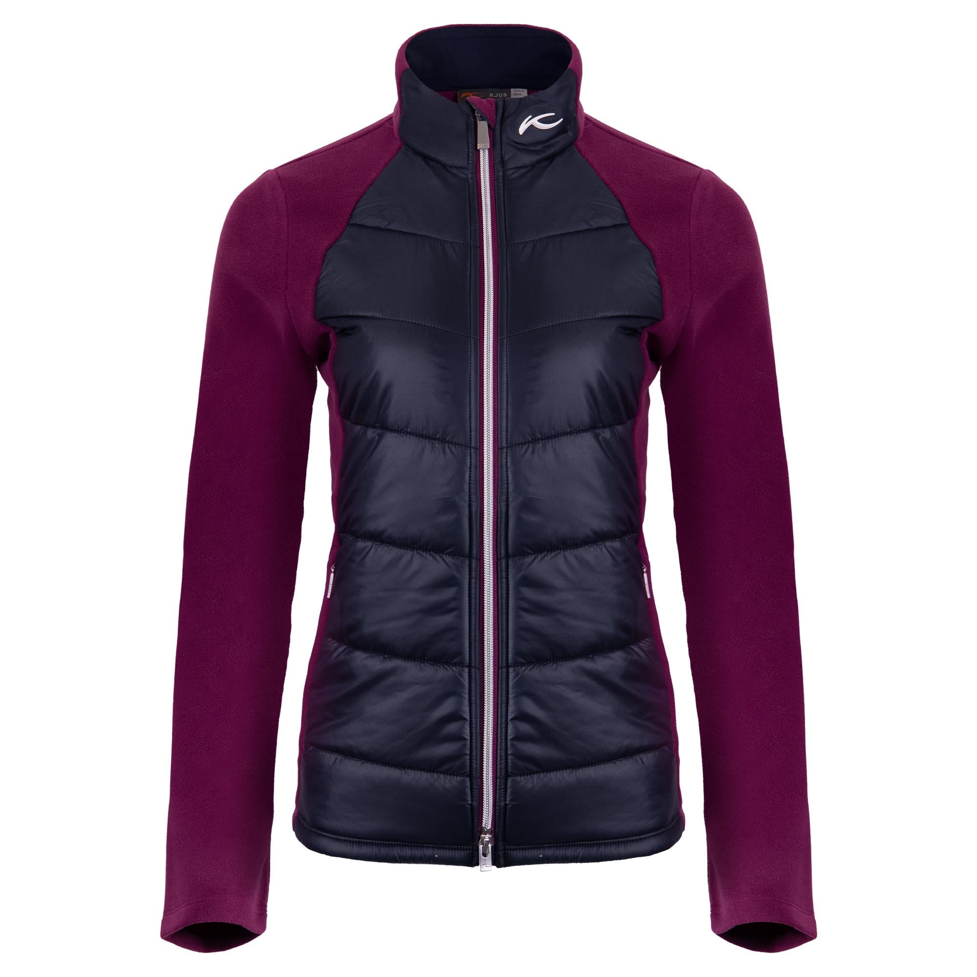 KJUS Lucerne Italian Fleece Ladies Golf Jacket Deep Ruby/Atlanta Blue